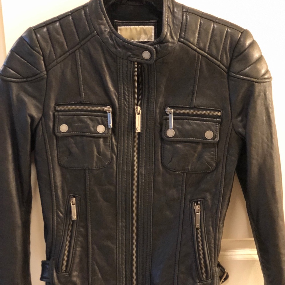 Michael Kors small black leather Moto jacket!! - Picture 2 of 8